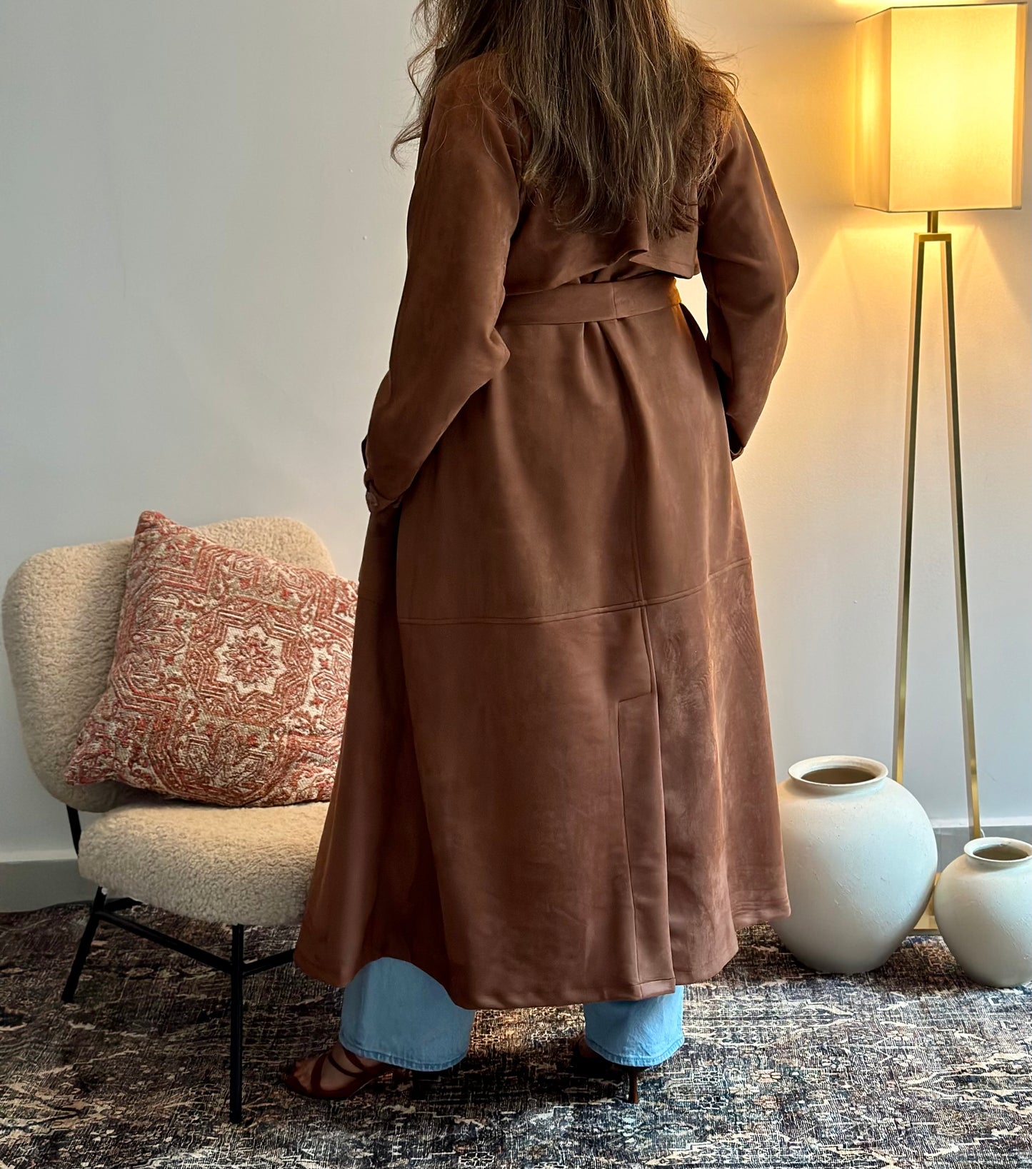 Chocolate suede trench