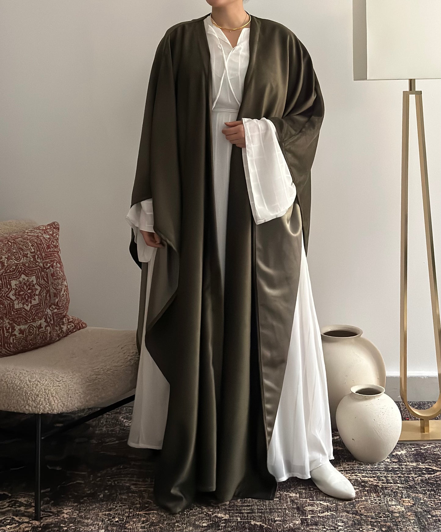 Moss green bisht