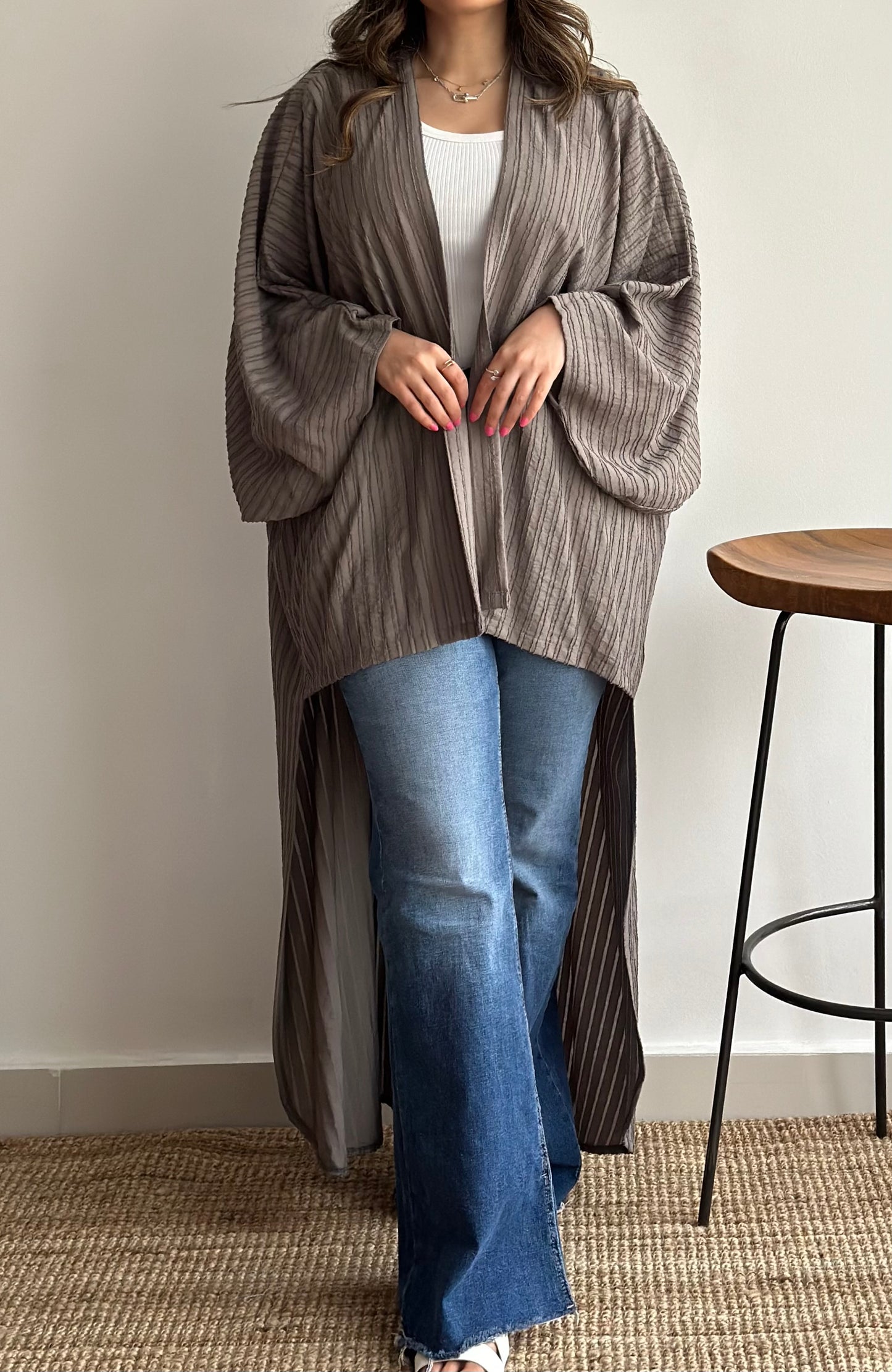 Summer Ash Moderna Bisht | بشت موديرنا رمادي صيفي