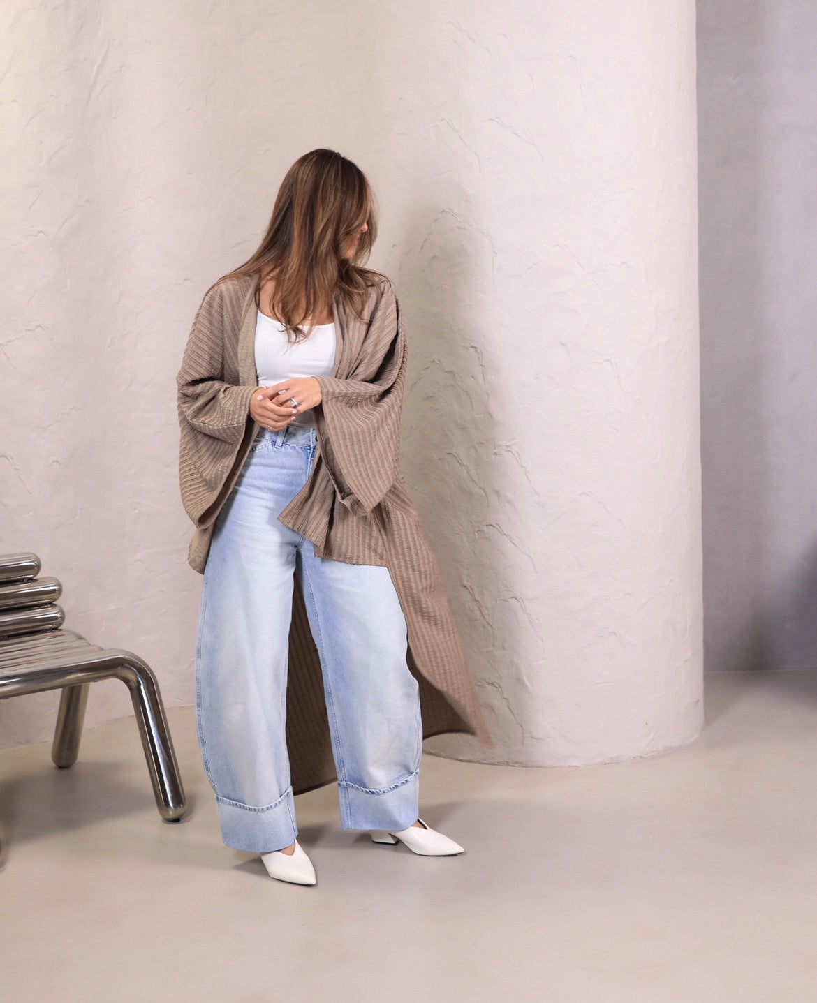 Summer Biege Moderna Bisht | بشت موديرنا بيج صيفي