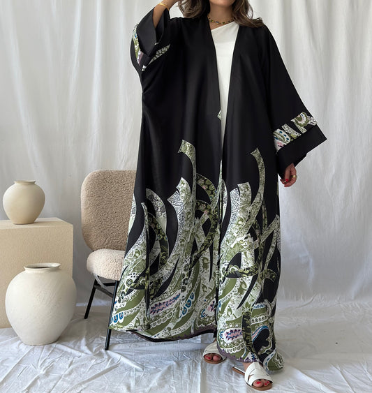 Silky green kimono bisht