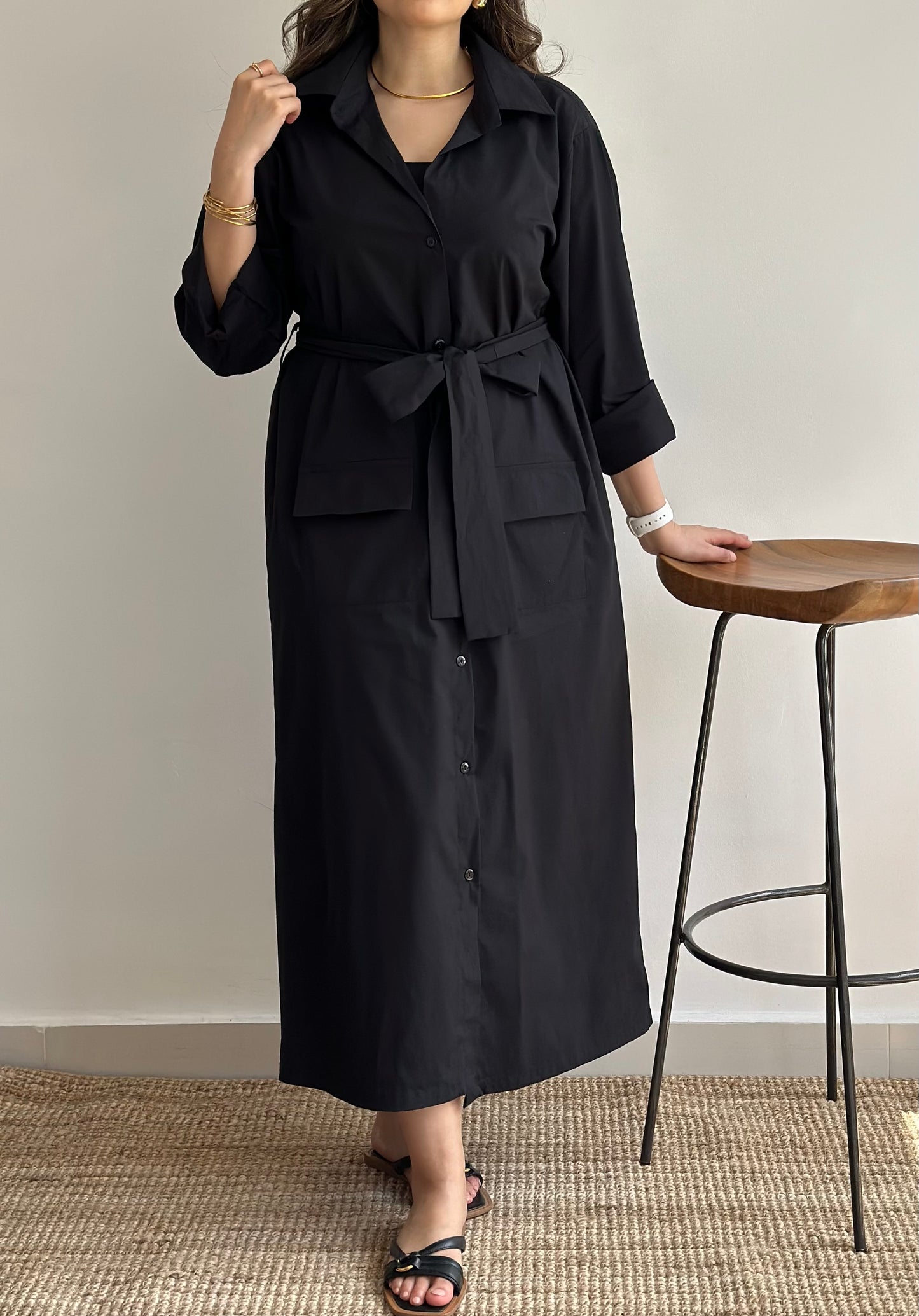 Minimal Black Dress| فستان اسود قطن