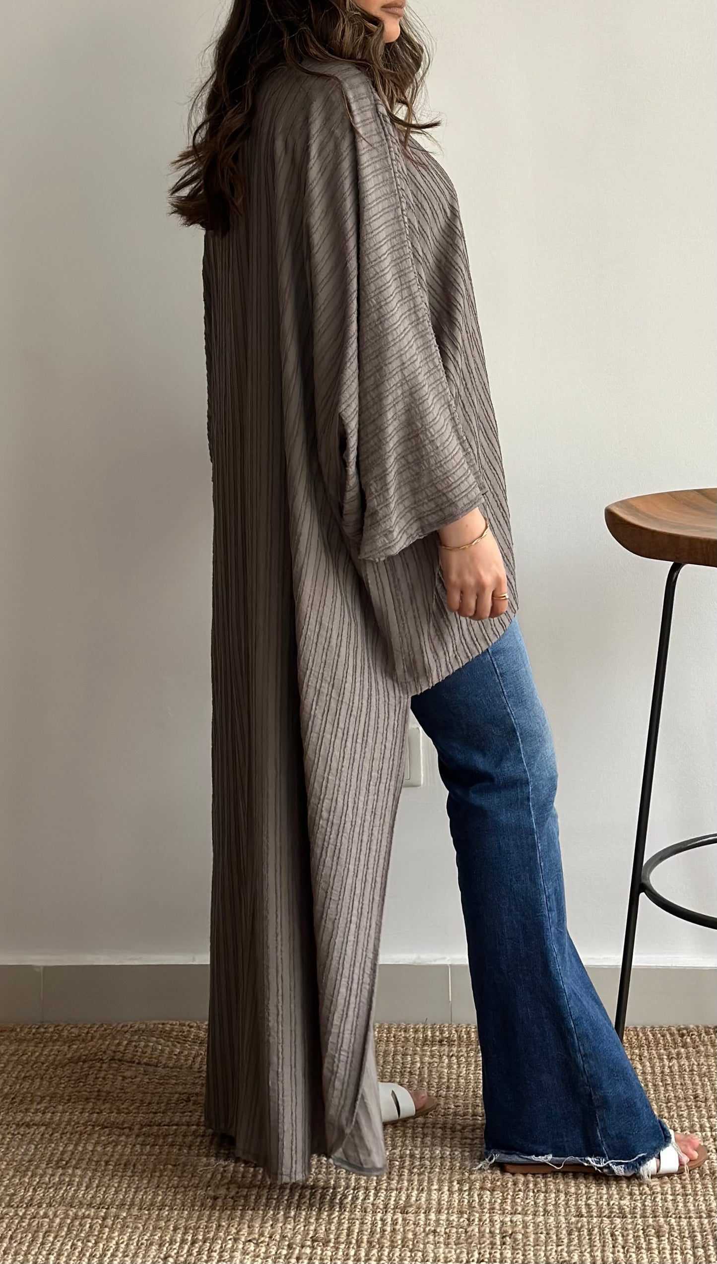Summer Ash Moderna Bisht | بشت موديرنا رمادي صيفي