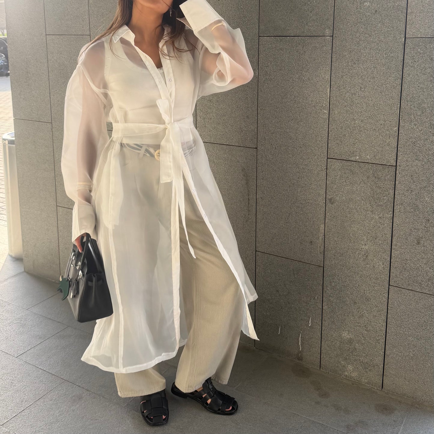 White Sheer Trench | ترينش اورقنزا ابيض