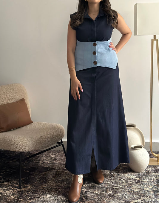 The Corset Kaftan Dress فستان دراعة جينز الكورسيه