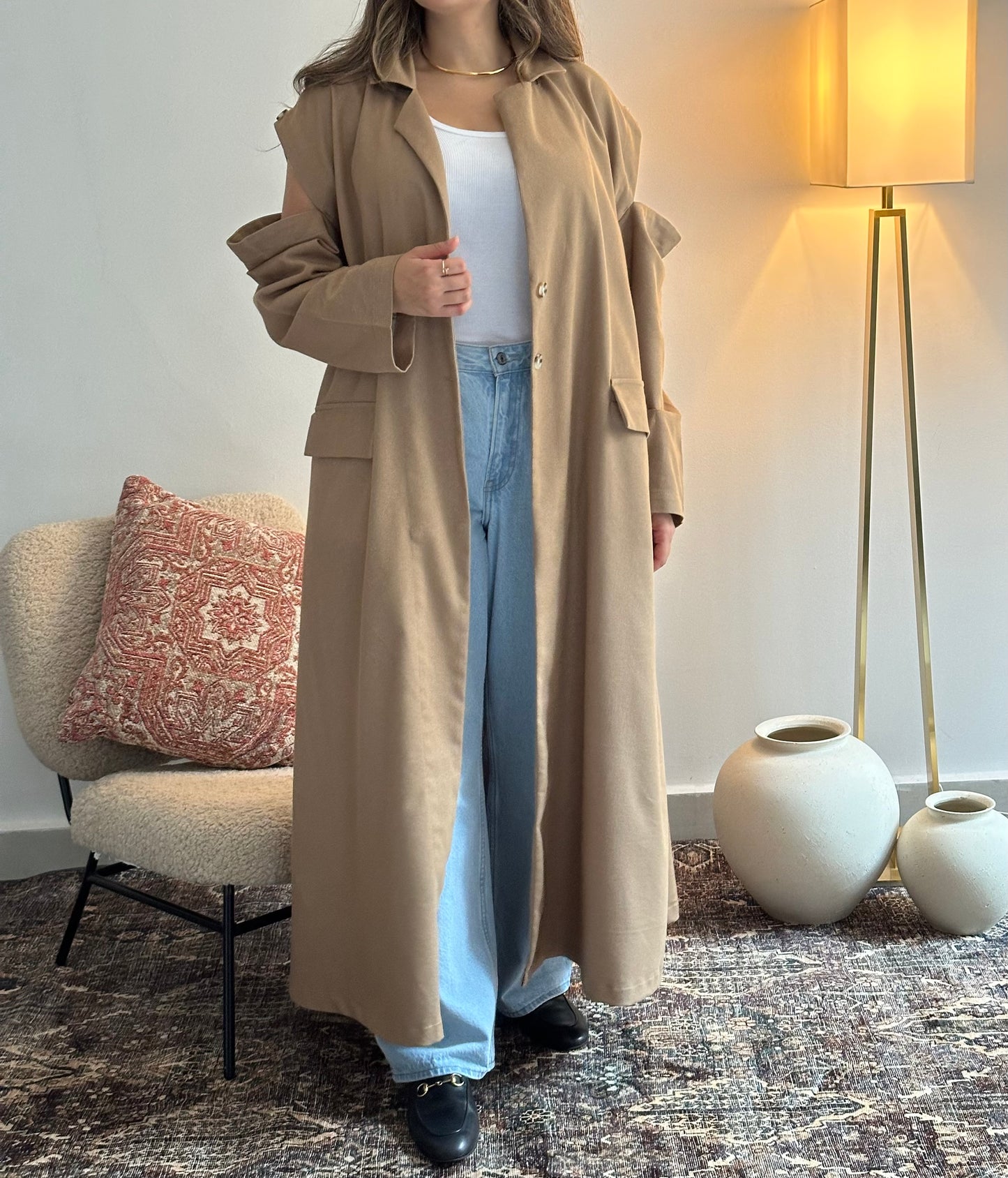 Shoulder Cut Trench Coat