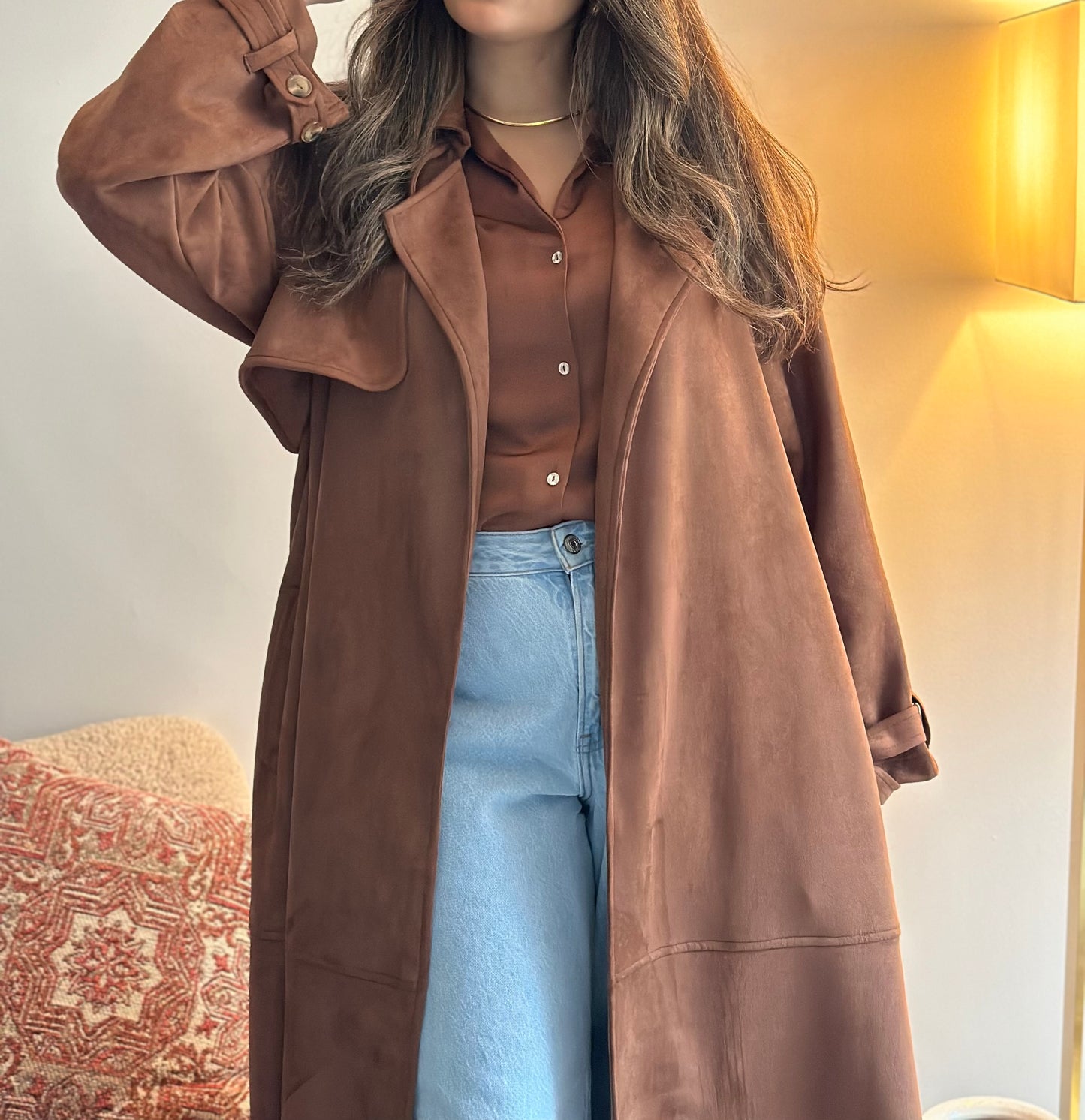 Chocolate suede trench