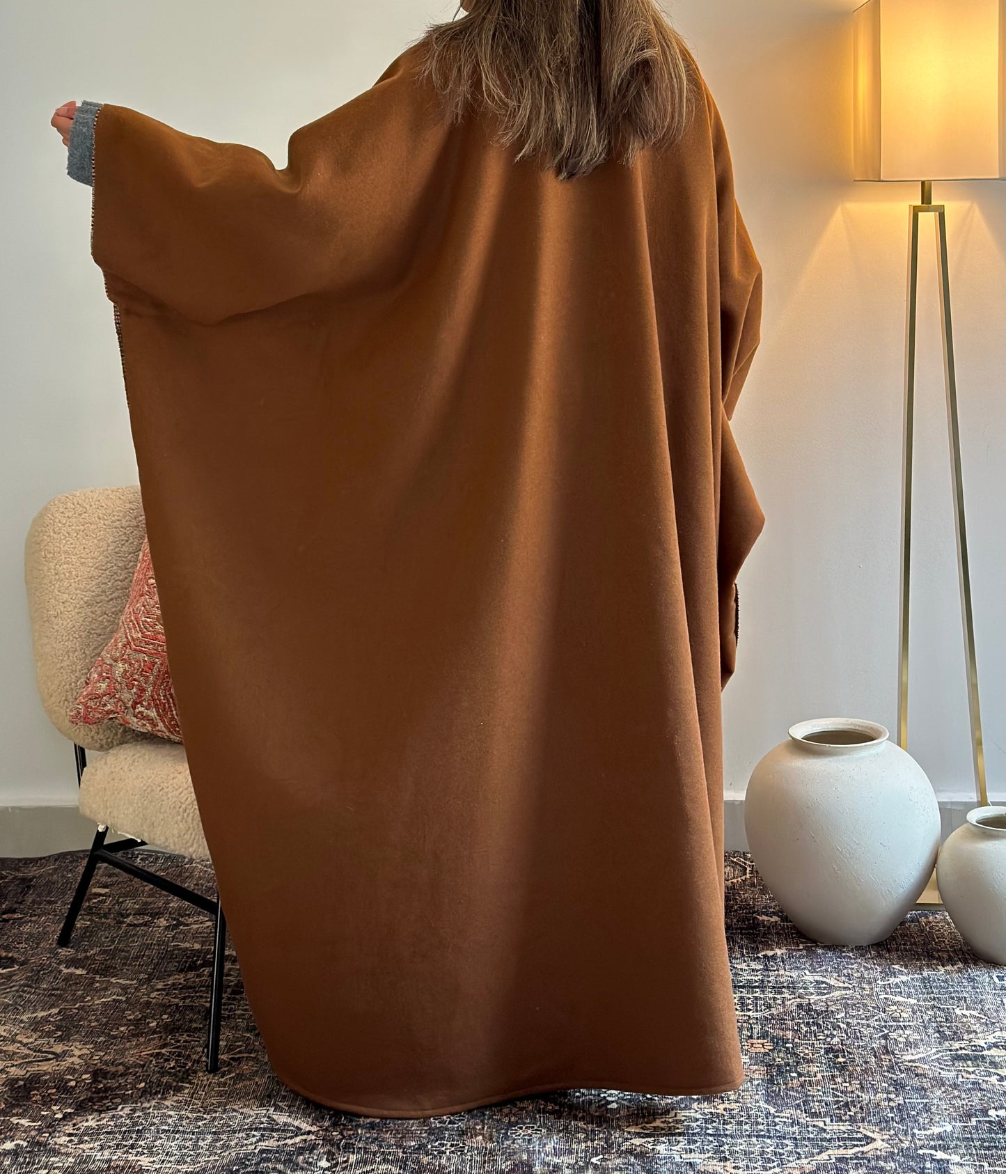 Double Face Plaid Bisht