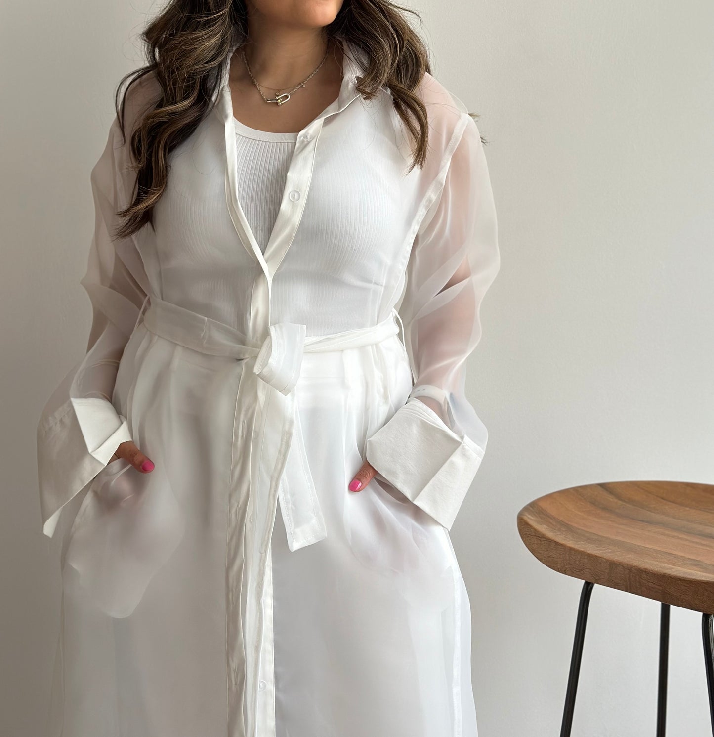 White Sheer Trench | ترينش اورقنزا ابيض