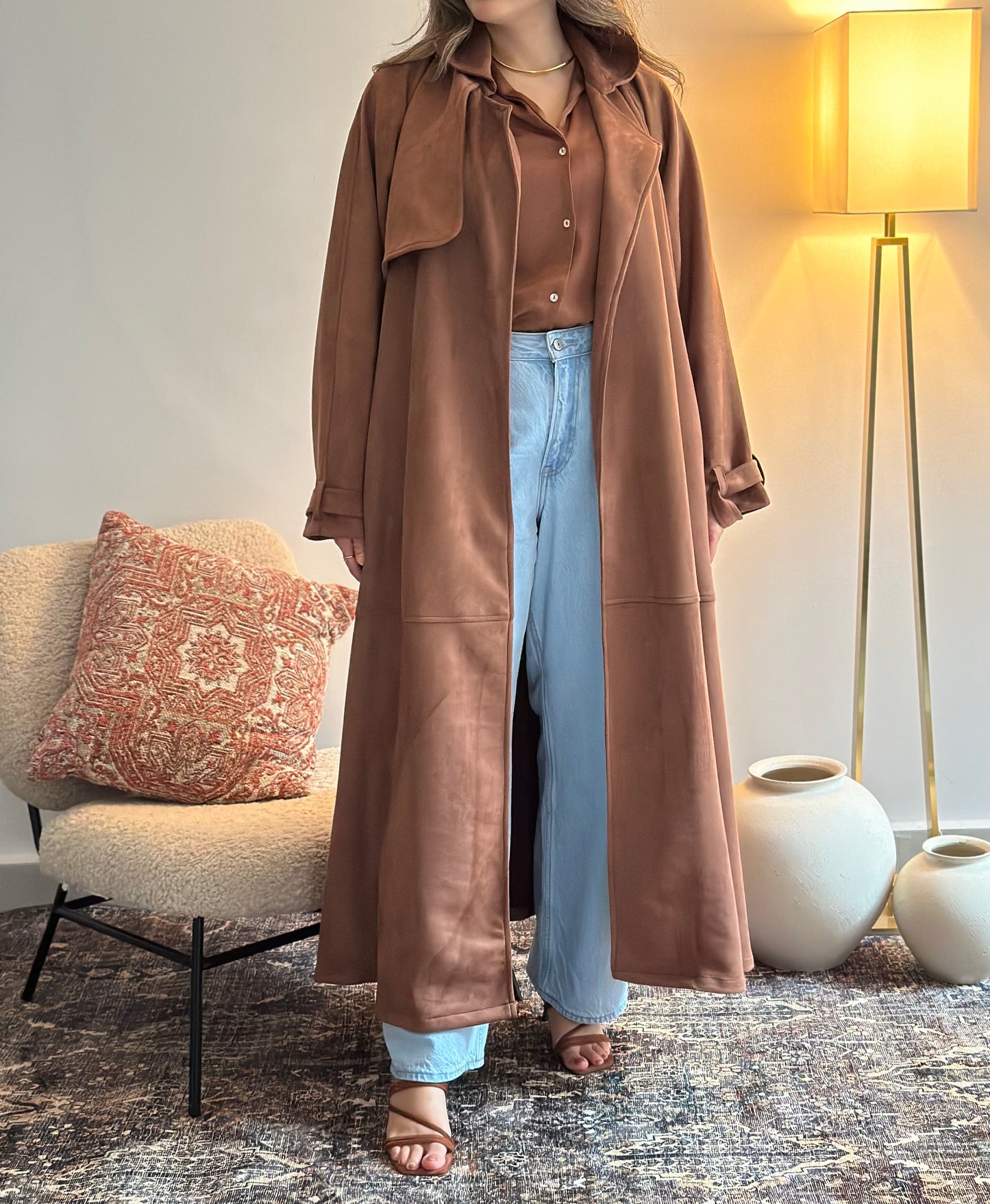 Chocolate suede trench