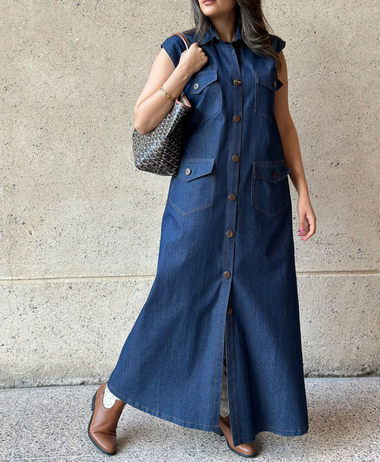 Denim Kaftan Dress فستان دراعه دينم