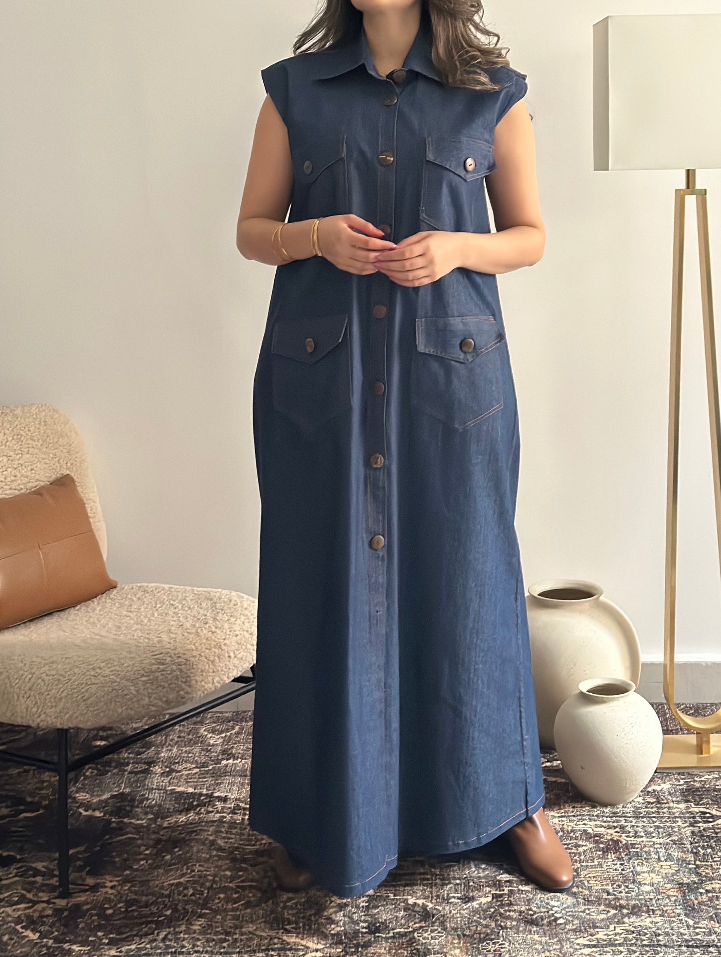 Denim Kaftan Dress فستان دراعه دينم