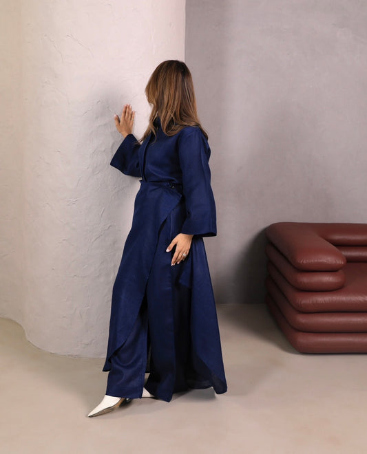 Deep Navy Set | طقم لينن كحلي
